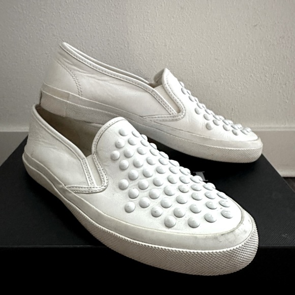 Coach Chrissy Rivets White Napa Leather Canvas Slip-on / US 7.5M - Picture 3 of 4